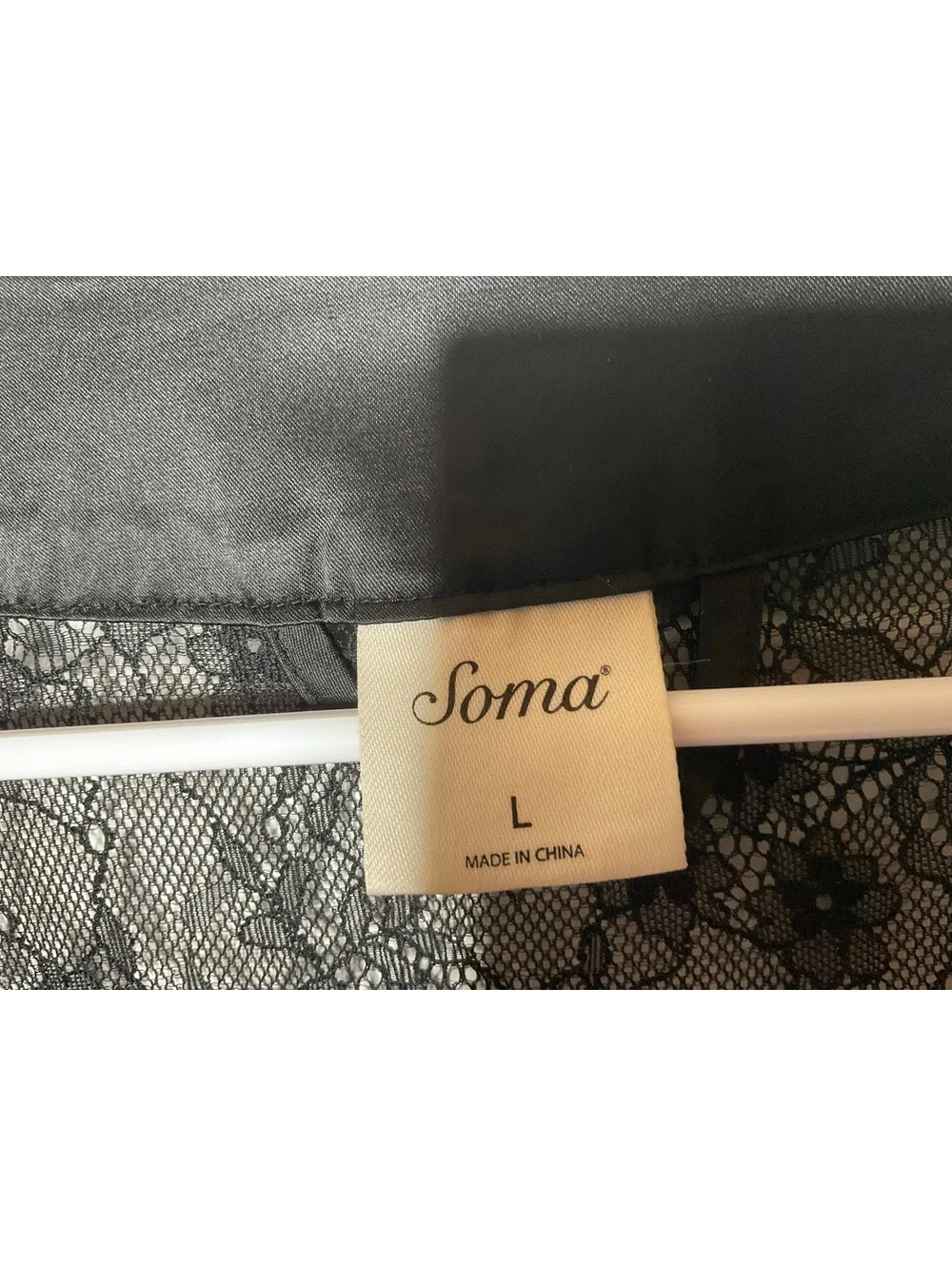 < Soma Black Lace Short Sleeve Robe Size Large >
